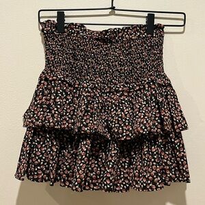Reset Black Floral Smocked Tiered Layered Ruffled Skirt - Women’s Size Small